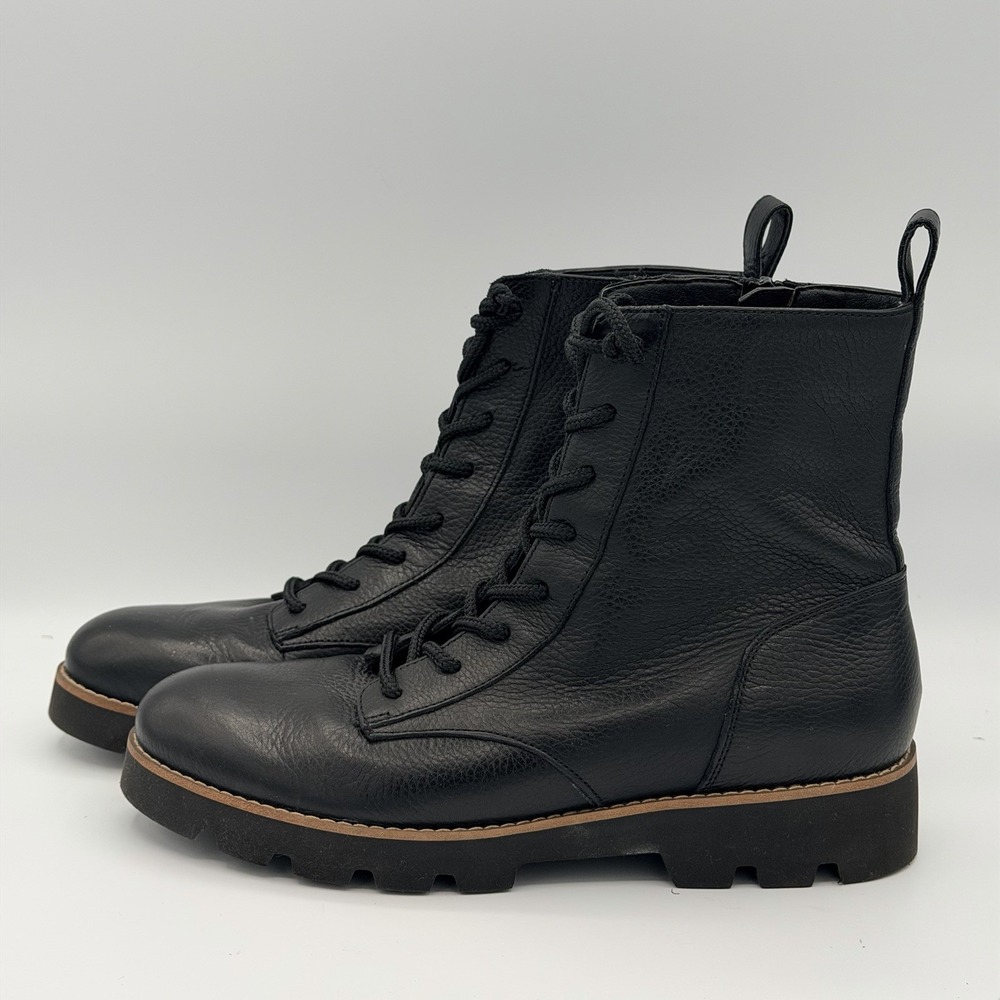 Womens Vionic Lani Black Leather Casual Lace Up Mid Combat Boots Size 7 M GUC